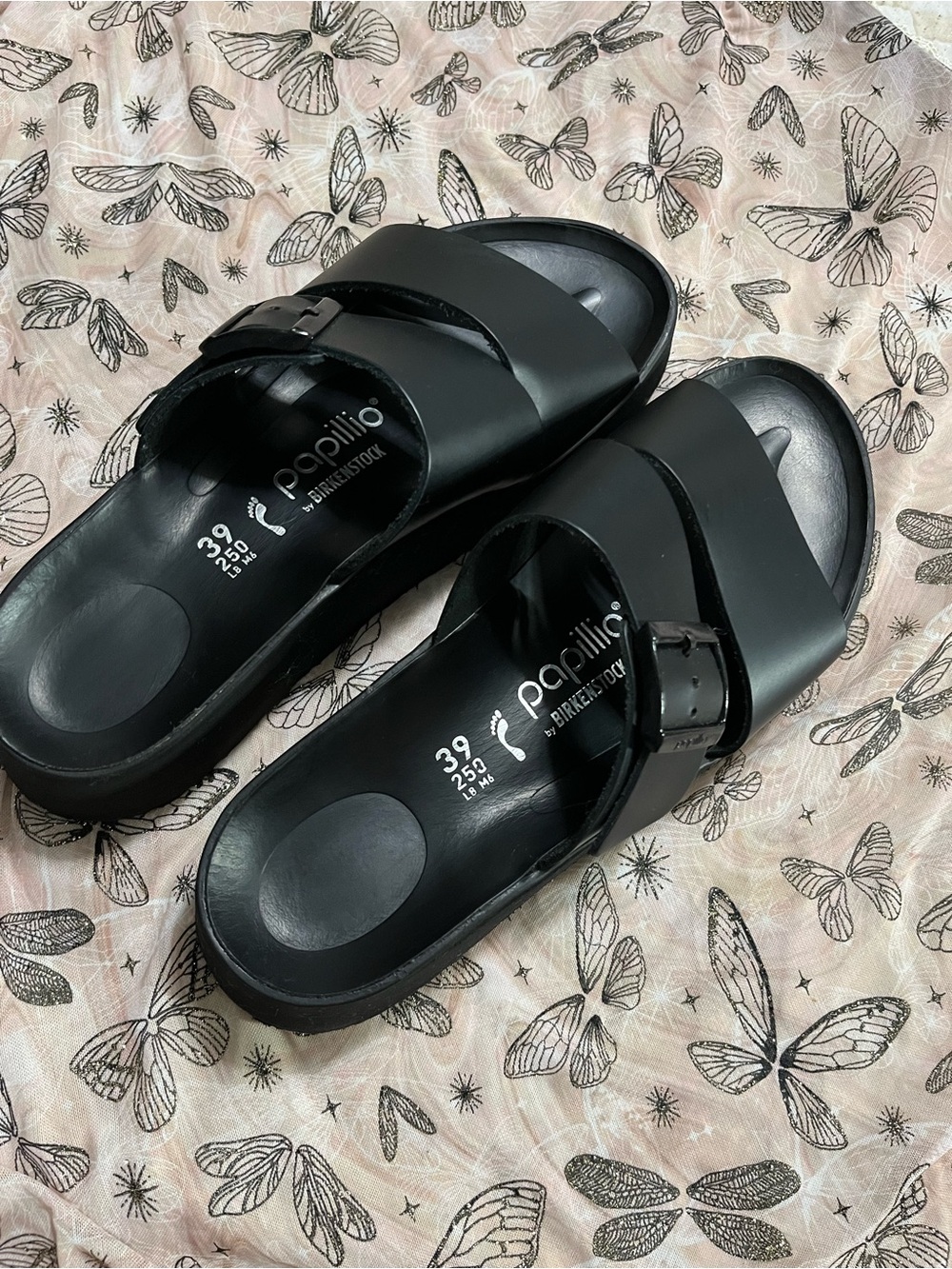 Birkenstock Black Papillio Double Strap Slide Sandals